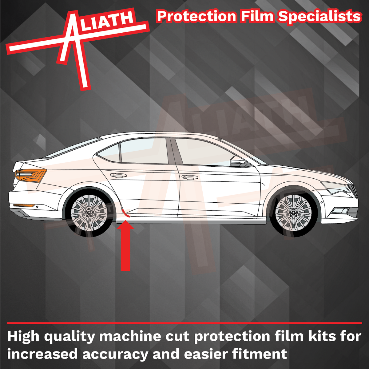 Skoda Superb 2015-2024, Rear QTR Lower Arch CLEAR Paint Protection