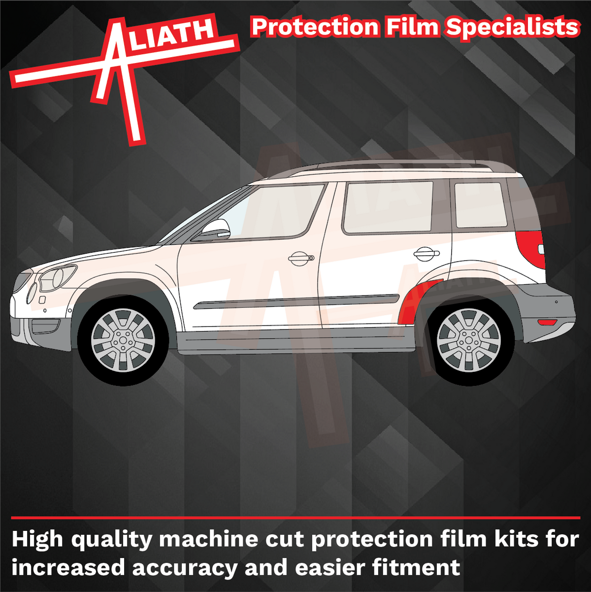 Skoda Yeti (Type 5L) 2009-2017, OE Style Rear Door Arch CLEAR Paint Protection