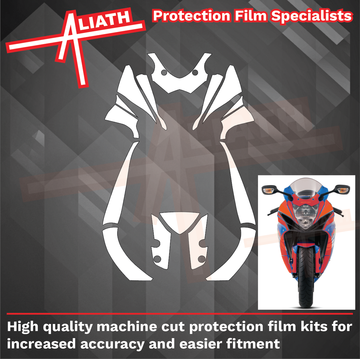 Suzuki GSXR 600 / 750 Motorcycle 2011-2022, Front Nose CLEAR Paint Protection kit