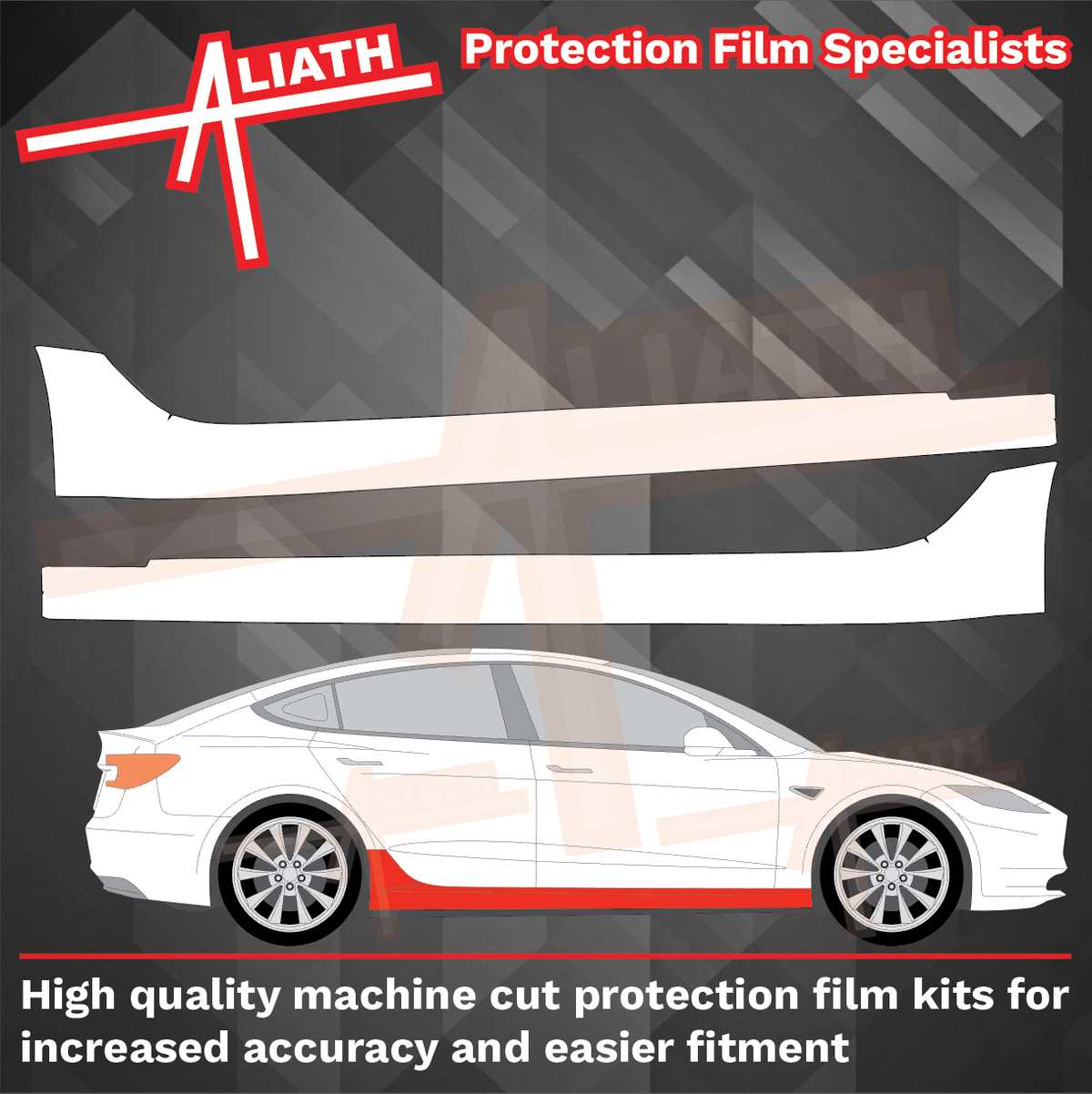 Tesla Model 3 2024-Present, Side Sill Skirt Panels CLEAR Paint Protection