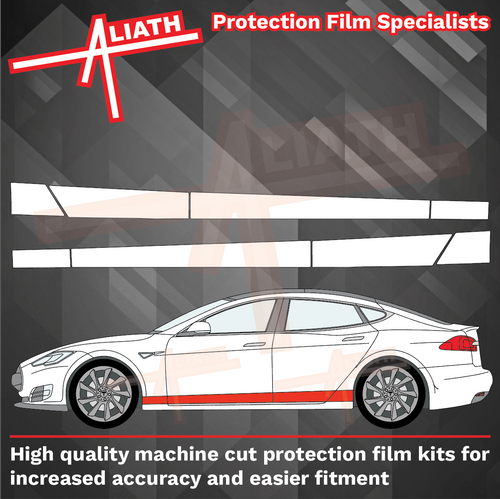 Tesla Model S 2012-Present, Lower Doors & Wings sections CLEAR Paint Protection