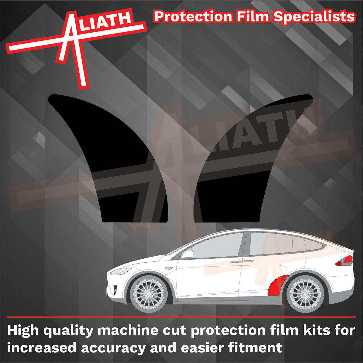 Tesla Model X 2016-Present, Rear Door Arches BLACK Paint Protection