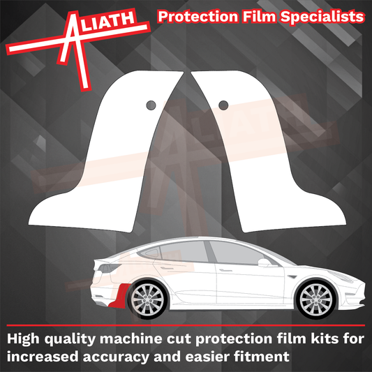 Tesla Model 3 2017-2024, Rear Bumper Side Arches CLEAR Paint Protection