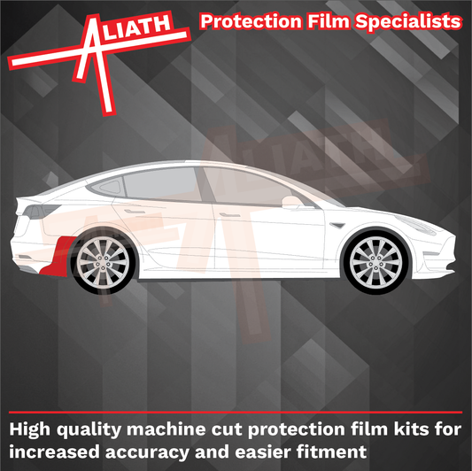 Tesla Model 3 2017-2024, Rear Bumper Side Arches CLEAR Paint Protection