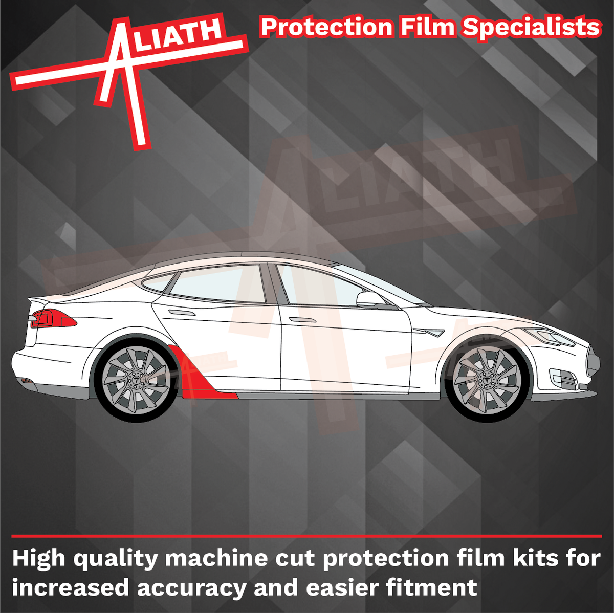 Tesla Model S 2012-2021, Rear QTR & Skirt Arches BLACK Paint Protection