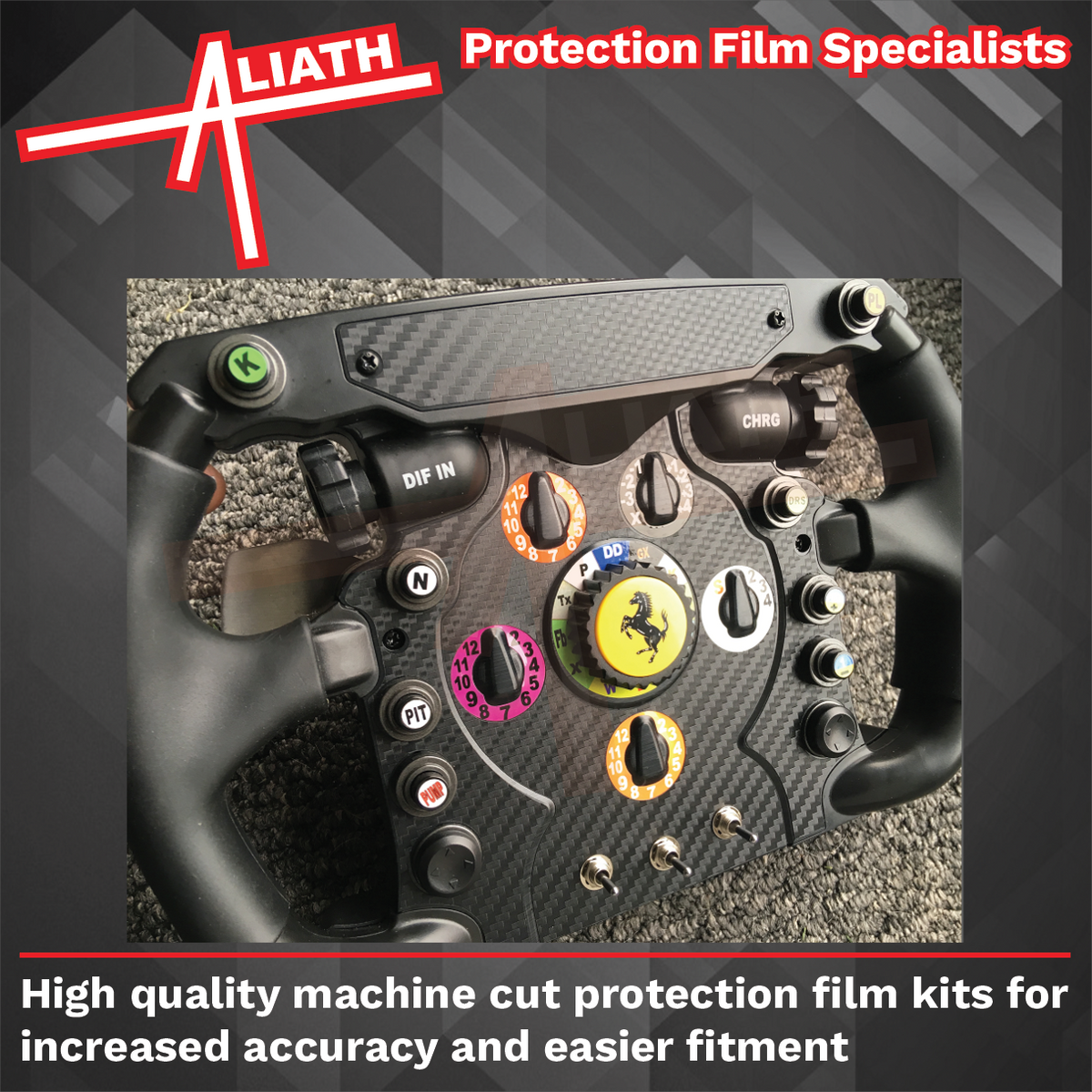 Thrustmaster Ferrari F1 Sim Steering Wheel, CARBON FIBRE EFFECT Styling & Scratch Protection Kit