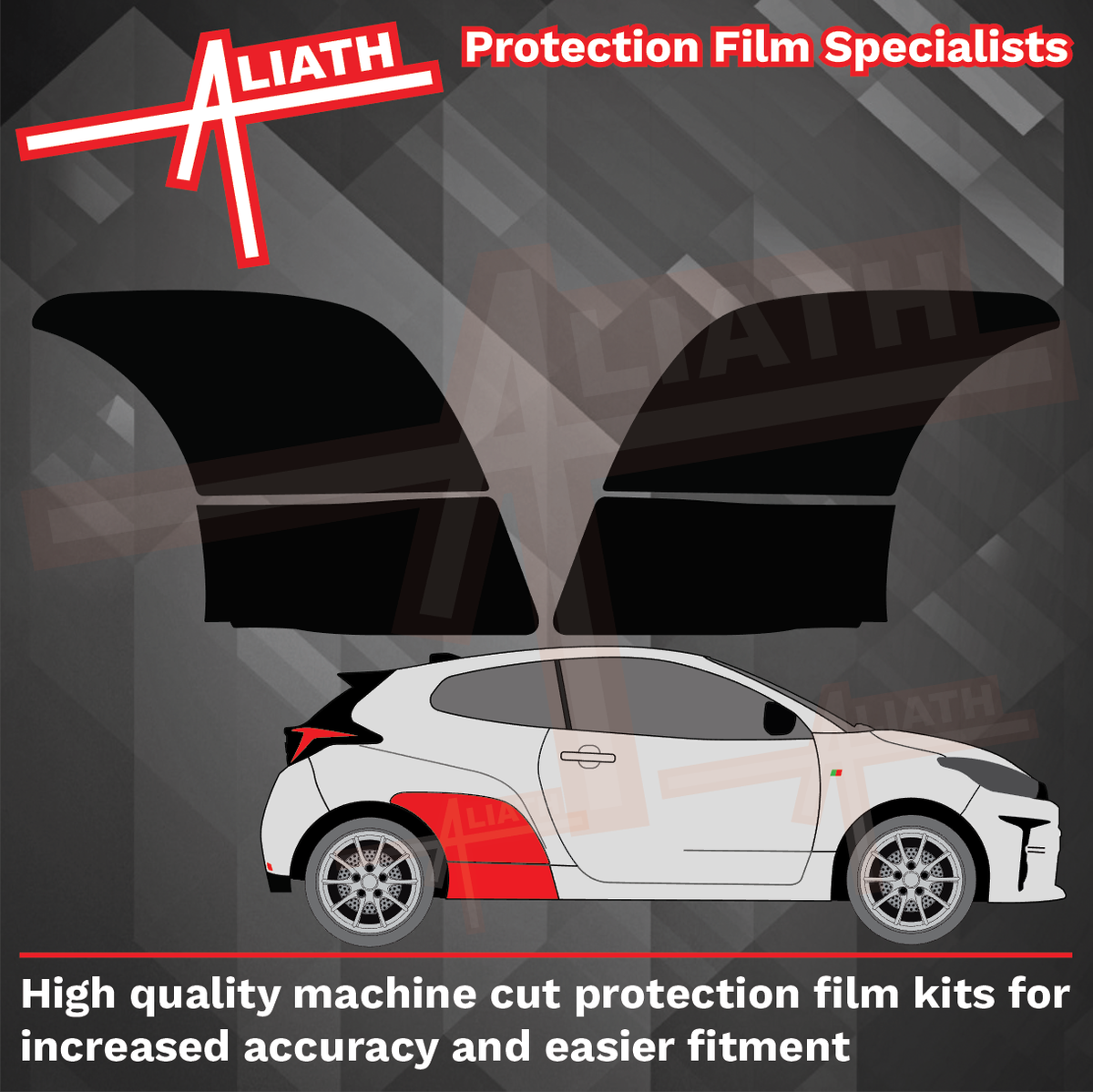 Toyota Yaris GR 2020-Present, Rear QTR & Sill Skirt Arches BLACK Paint Protection