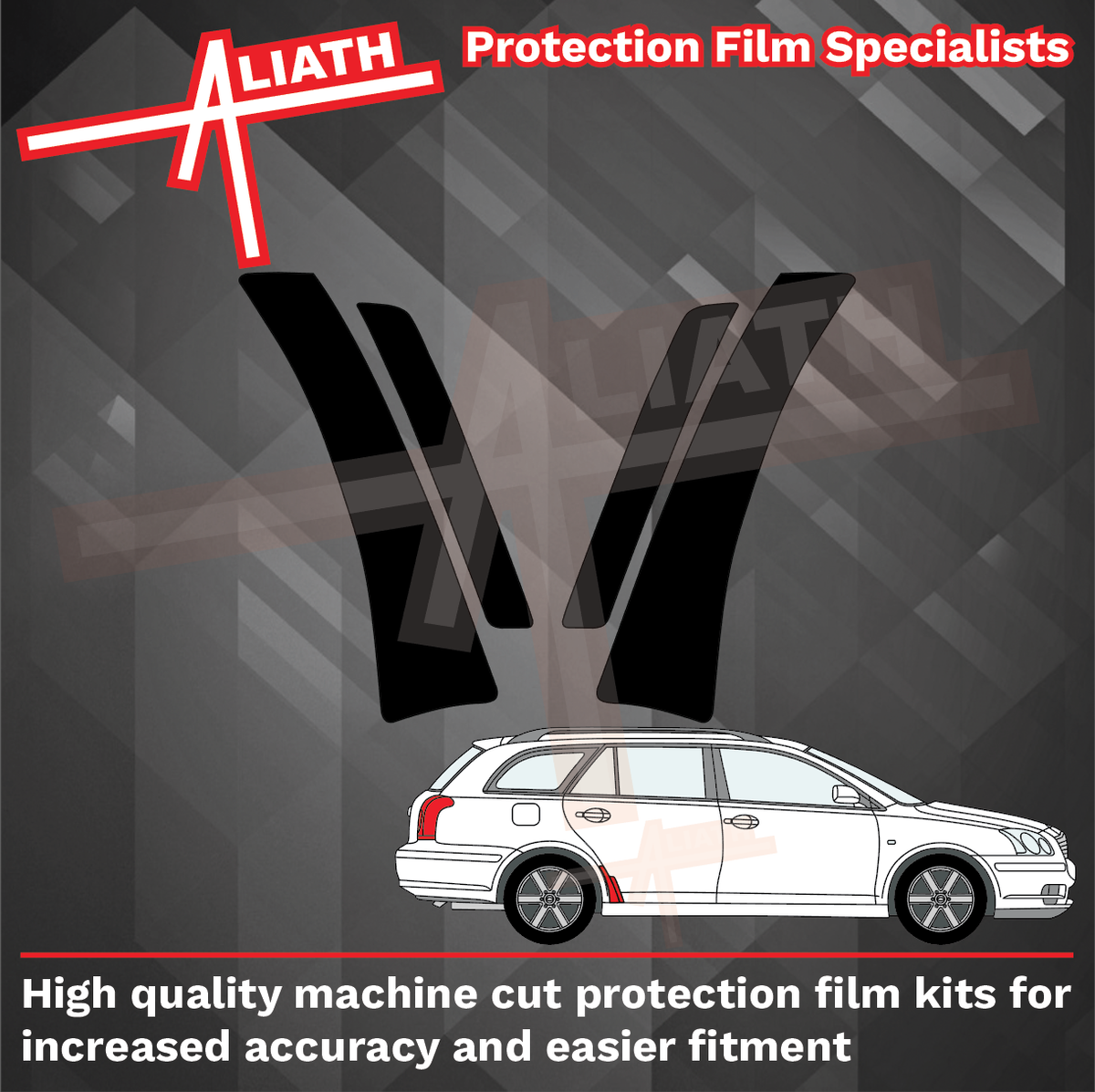 Toyota Avensis 2003-2009, Rear Wing & Door Arches BLACK Paint Protection