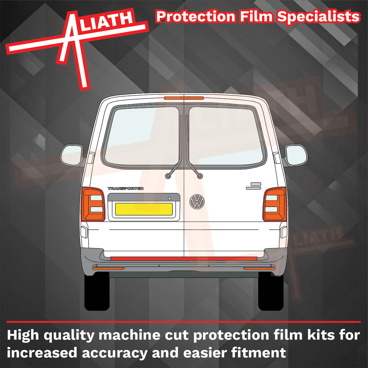 Volkswagen Transporter (Type T6.1) 2019-Present, Rear Bumper Upper BLACK Paint Protection