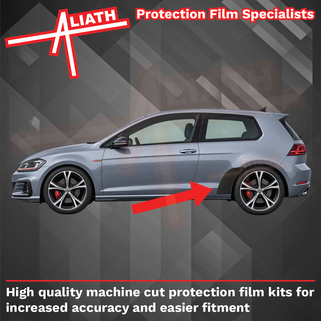 Volkswagen Golf 3 Door MK7 & MK7.5 2013-2020, Rear QTR Arch BLACK Paint Protection