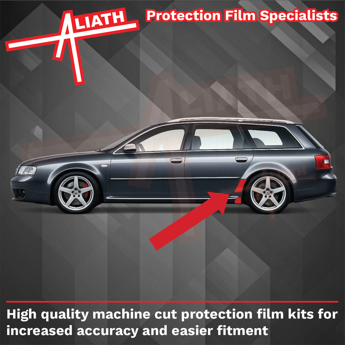 Audi RS6 (Type 4B) 2002-2004, Rear QTR & Sill Arch OE Style BLACK Paint Protection