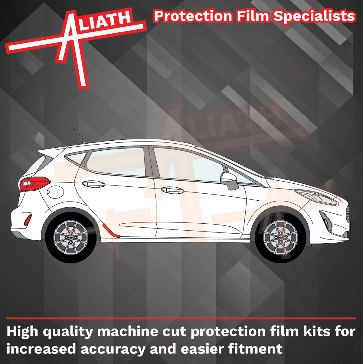 Ford Fiesta 5 Door (Type Mk8) 2018-2023, Rear Arch CLEAR Paint Protection
