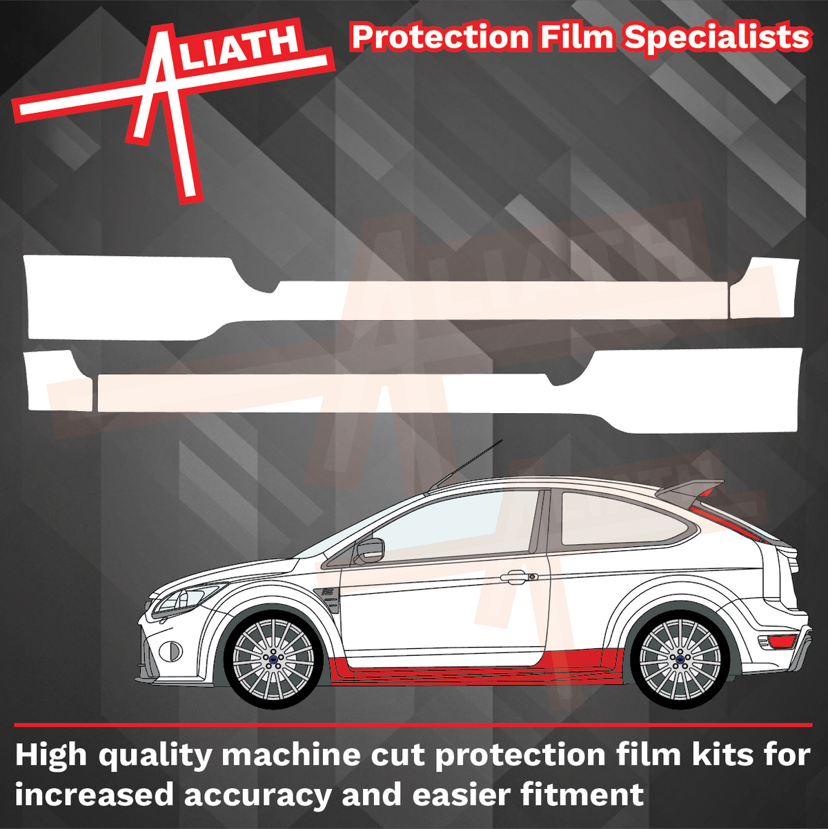 Ford Focus RS (Mk2) 2009-2012, Side Sill Skirt Trims CLEAR Paint Protection