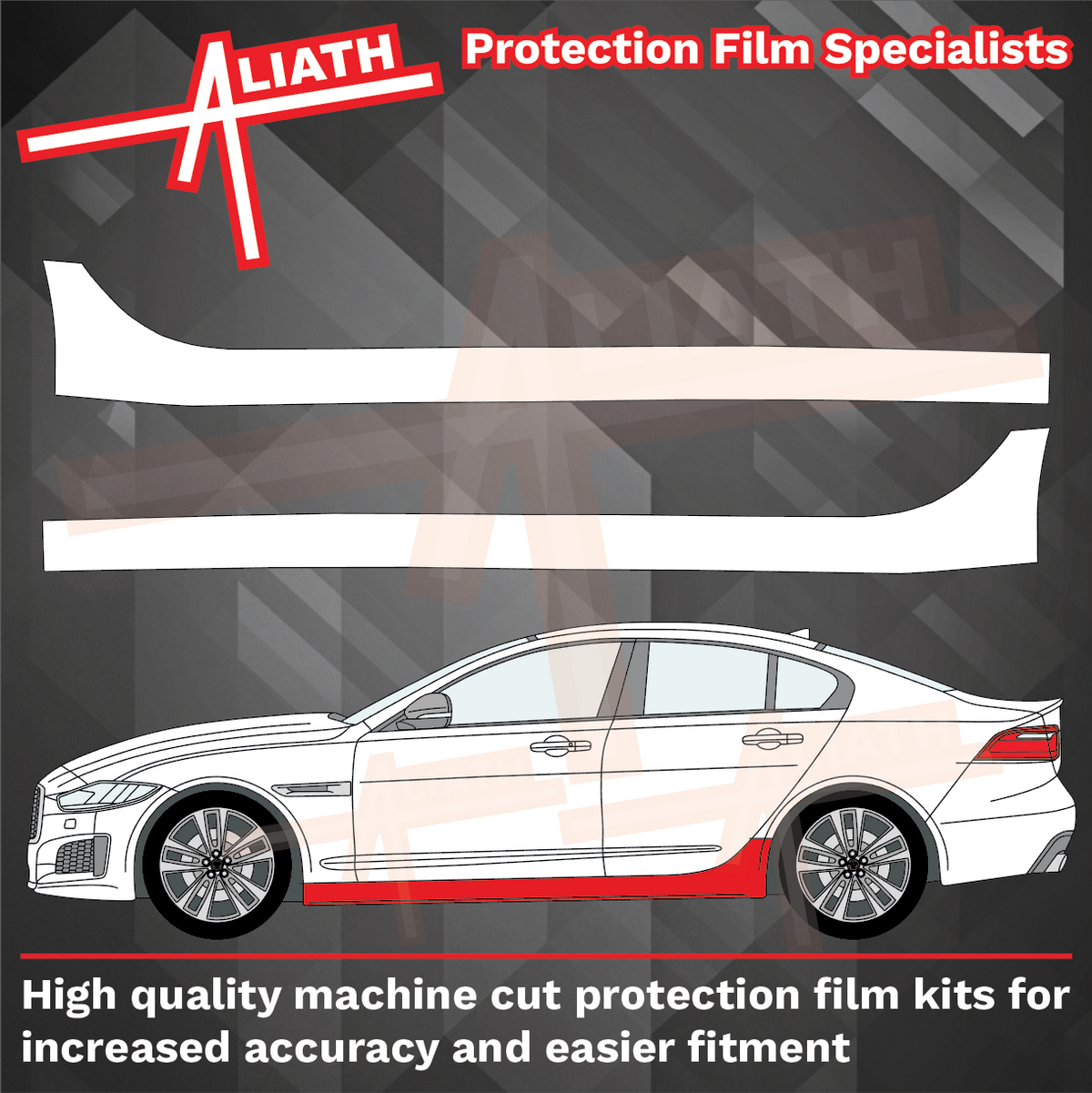 Jaguar XE Standard (X760) 2015-Present, Side Sill Skirt Trims CLEAR Paint Protection