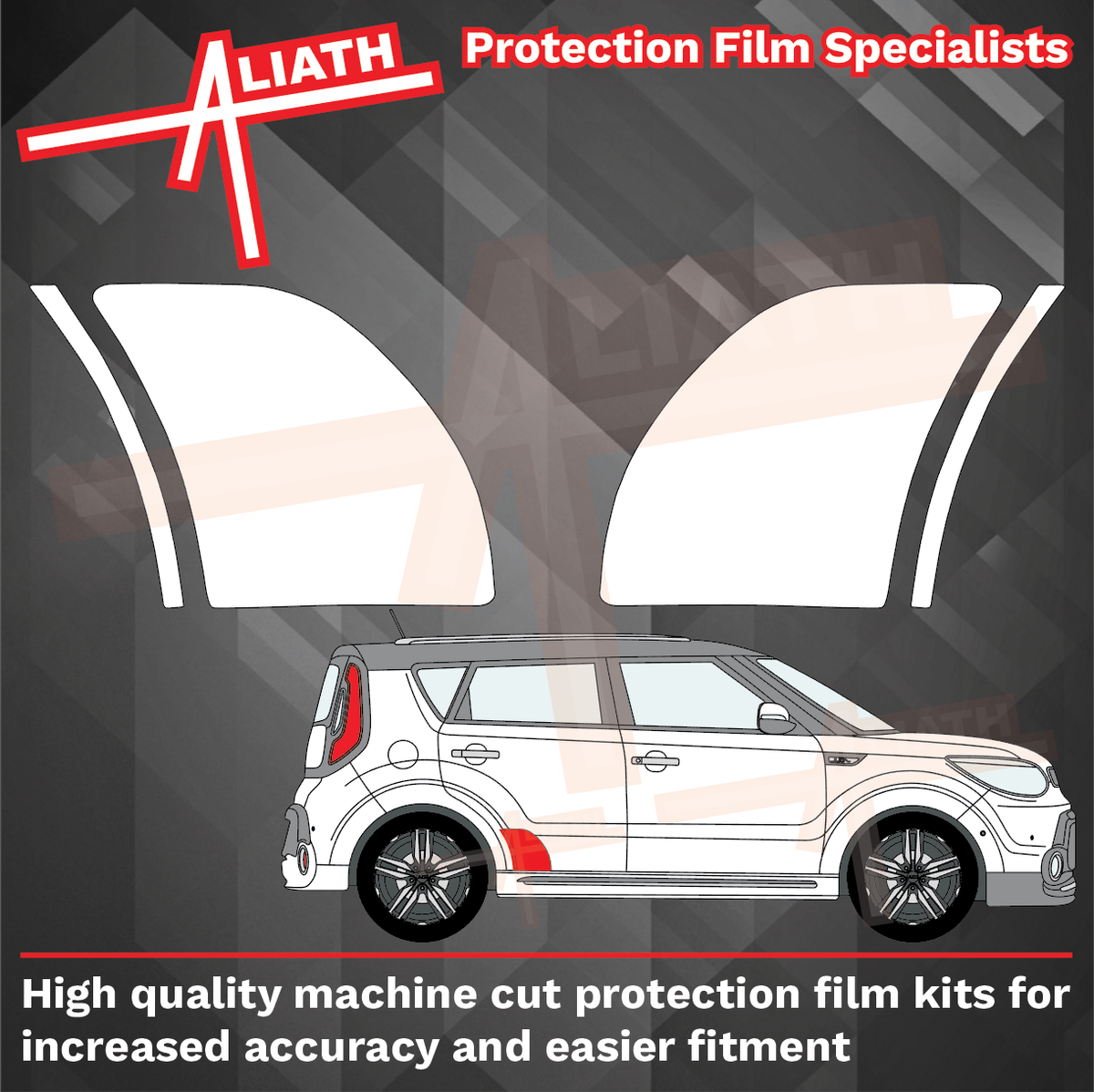 Kia Soul 2014-2019, Rear Door & Arch Lower CLEAR Paint Protection