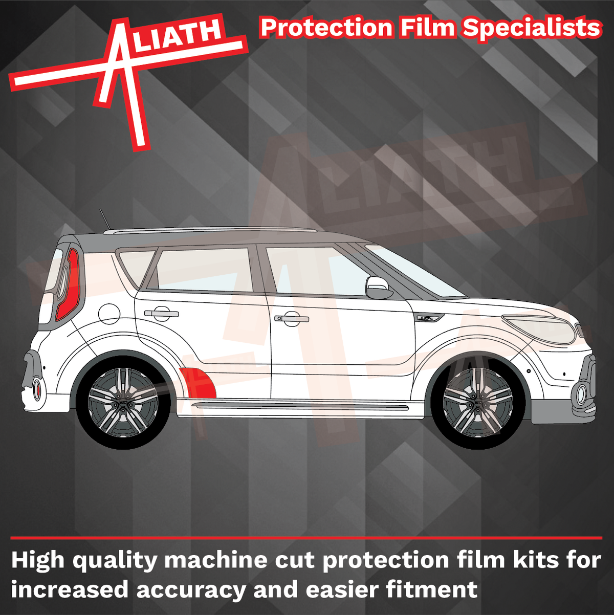 Kia Soul 2014-2019, Rear Door & Arch Lower CLEAR Paint Protection