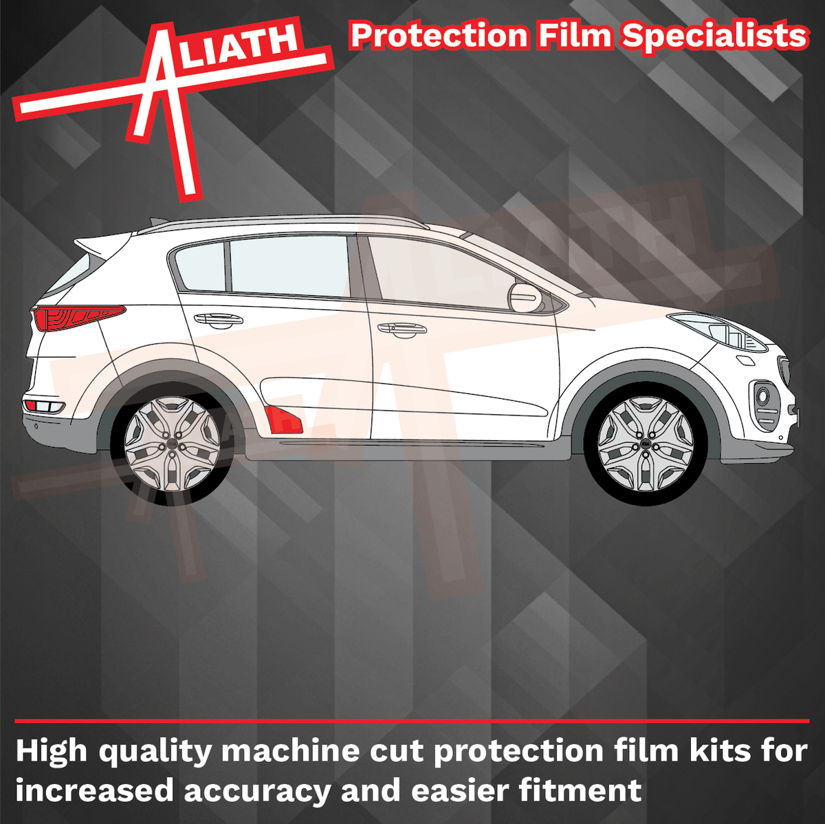 Kia Sportage 2016-2021, Rear Door Lower Arch OE Style BLACK Paint Protection