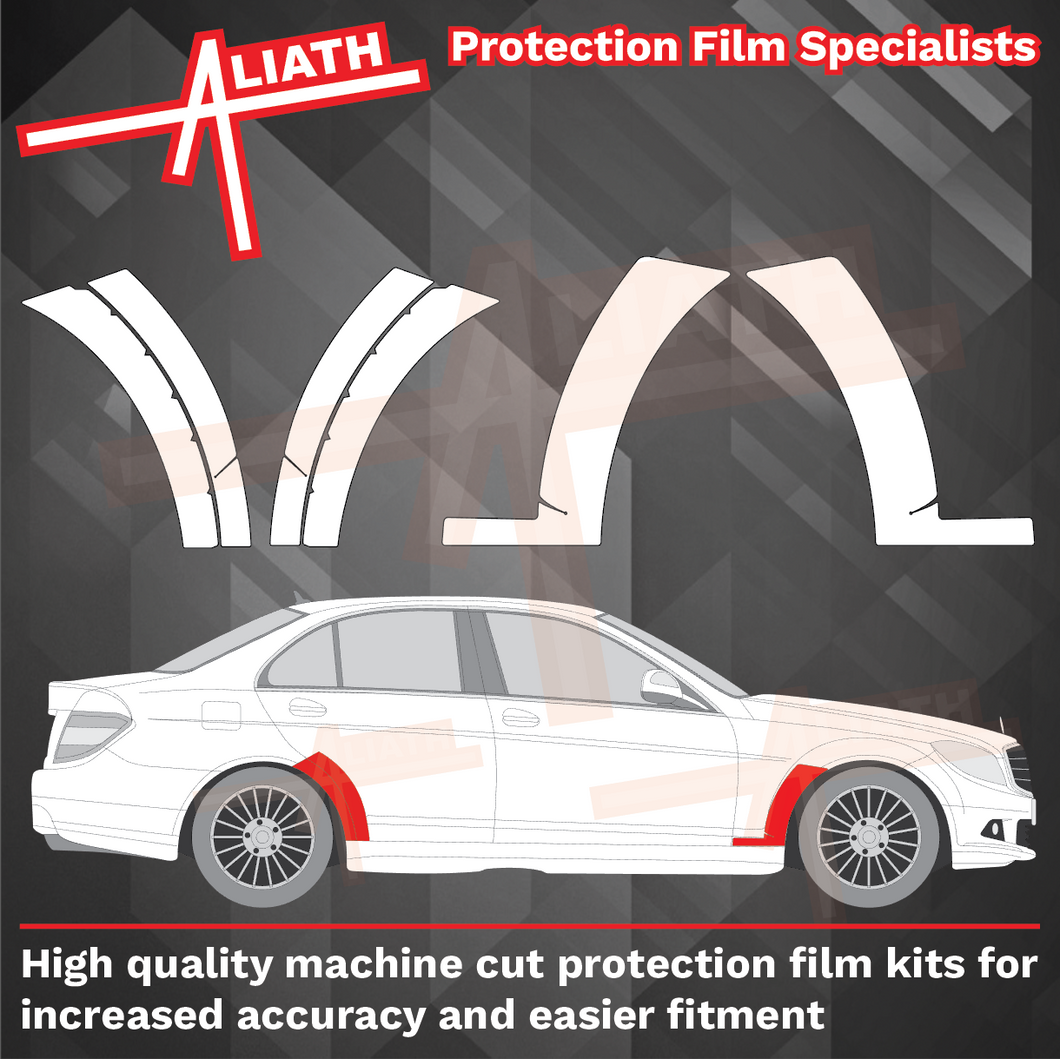 Mercedes C63 AMG (W204) 2007-2014, Front & Rear Arches CLEAR Paint Protection