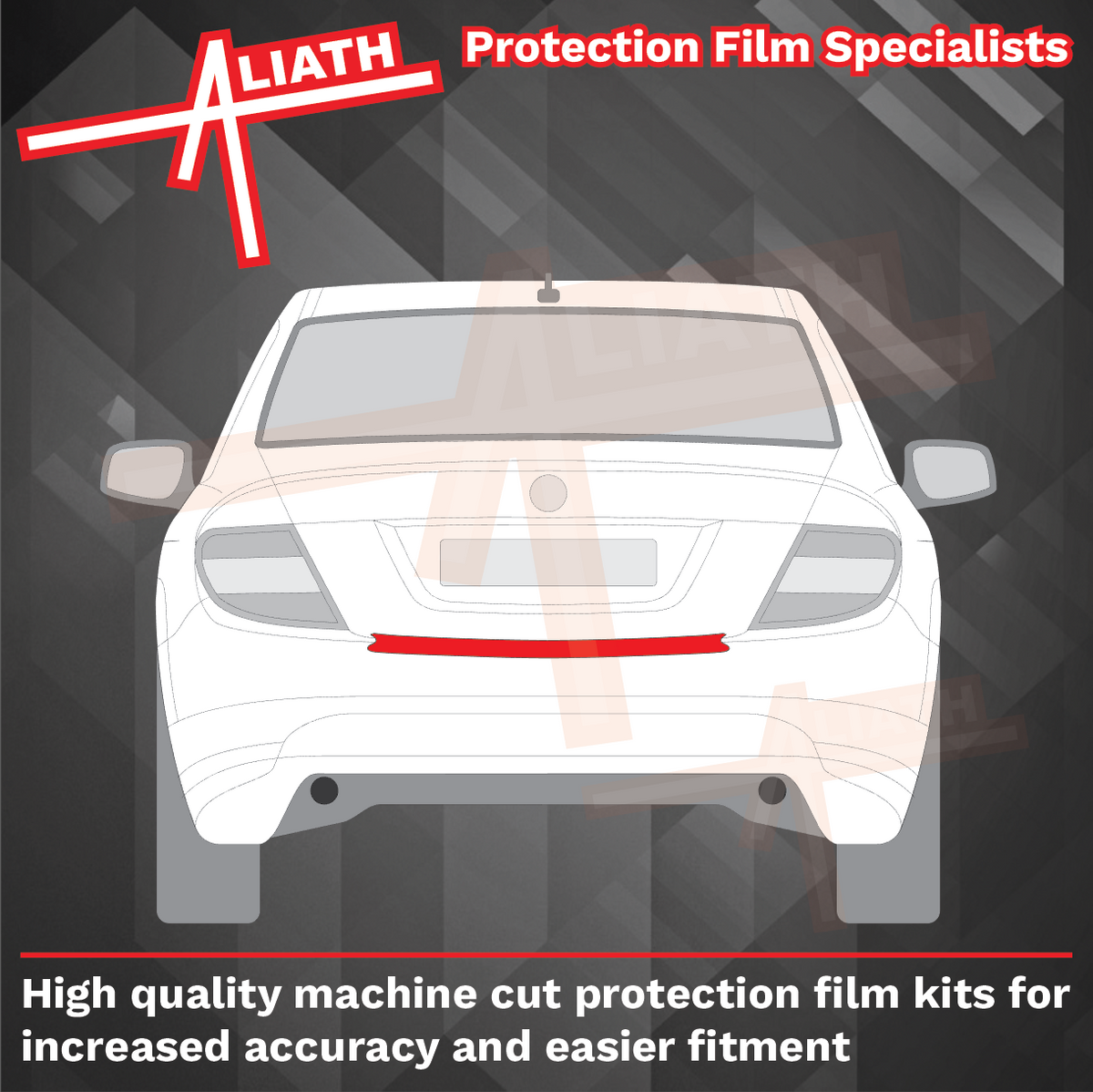 Mercedes C-Class Saloon (W204) 2007-2014, Rear Bumper Upper BLACK Paint Protection