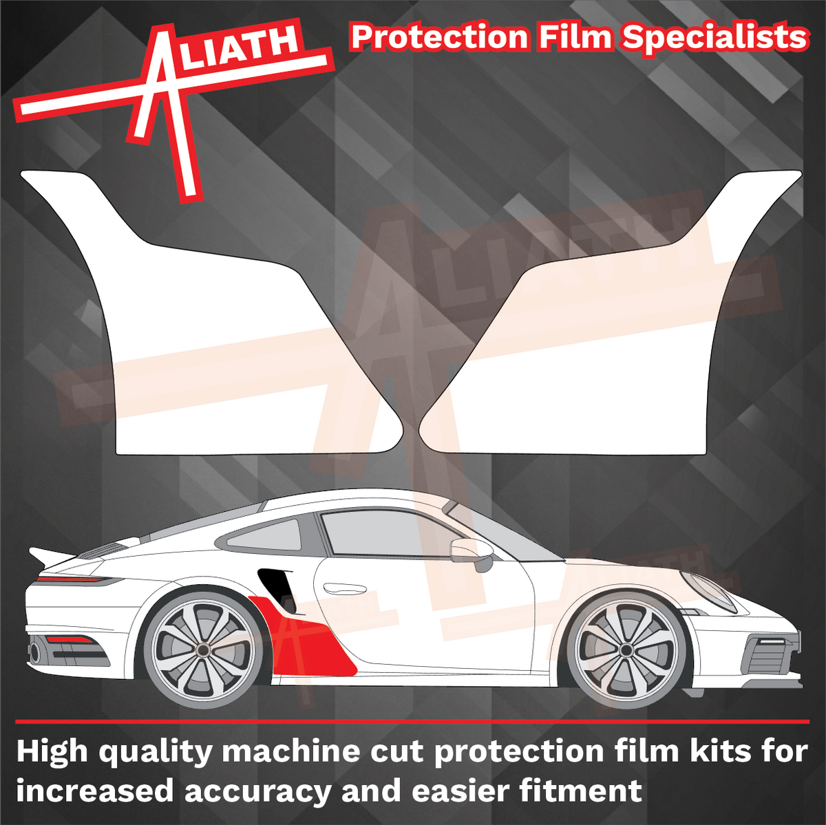 Porsche 911 Turbo & GT3 RS (992) 2020-Present, Large Rear QTR Arch CLEAR Paint Protection
