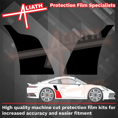Porsche 911 Turbo & GT3 RS (992) 2020-Present, Rear QTR Arch (SMALL) CARBON Paint Protection