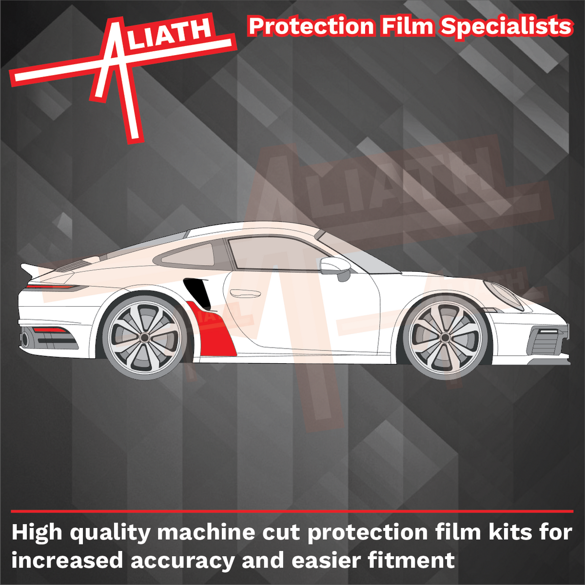Porsche 911 Turbo & GT3 RS (992) 2020-Present, Rear QTR Arch (SMALL) BLACK Paint Protection