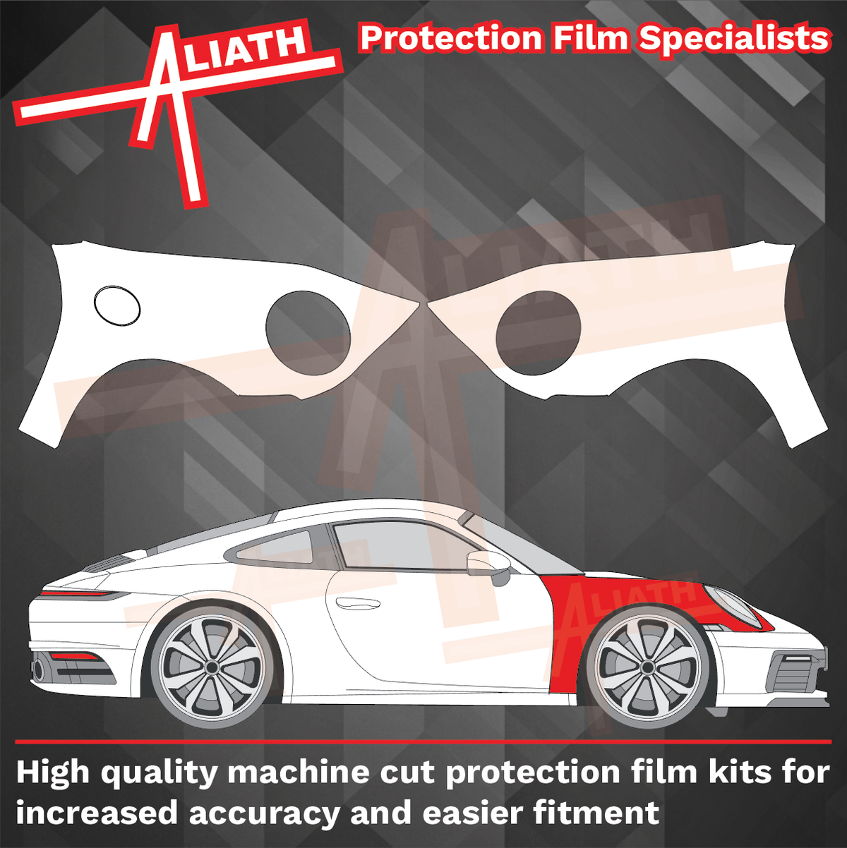 Porsche 911 (992) 2020-Present, Front Wings CLEAR Paint Protection