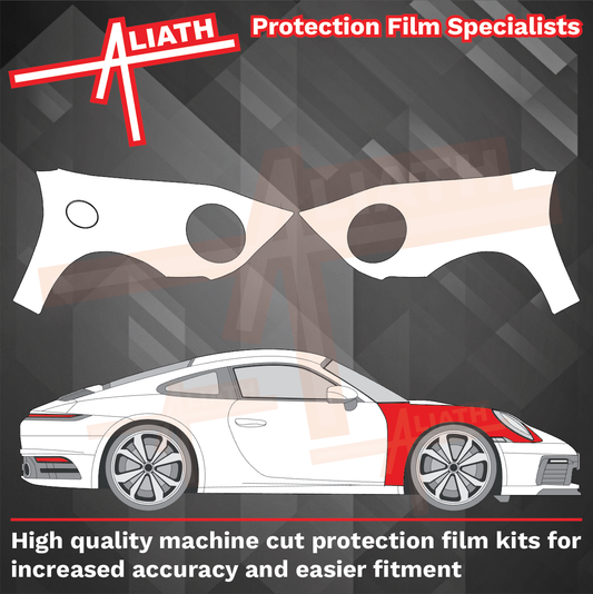 Porsche 911 (992) 2020-Present, Front Wings CLEAR Paint Protection