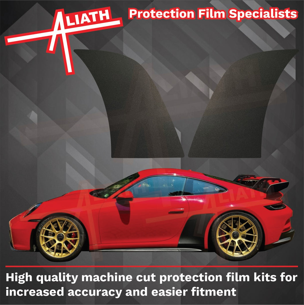 Porsche 911 (992) 2020-Present, Rear QTR / Wing BLACK Paint Protection