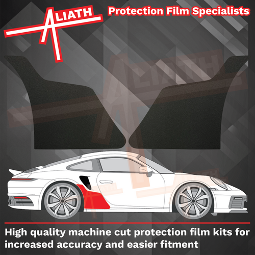 Porsche 911 Turbo & GT3 RS (992) 2020-Present, Large Rear QTR Arch BLACK Paint Protection