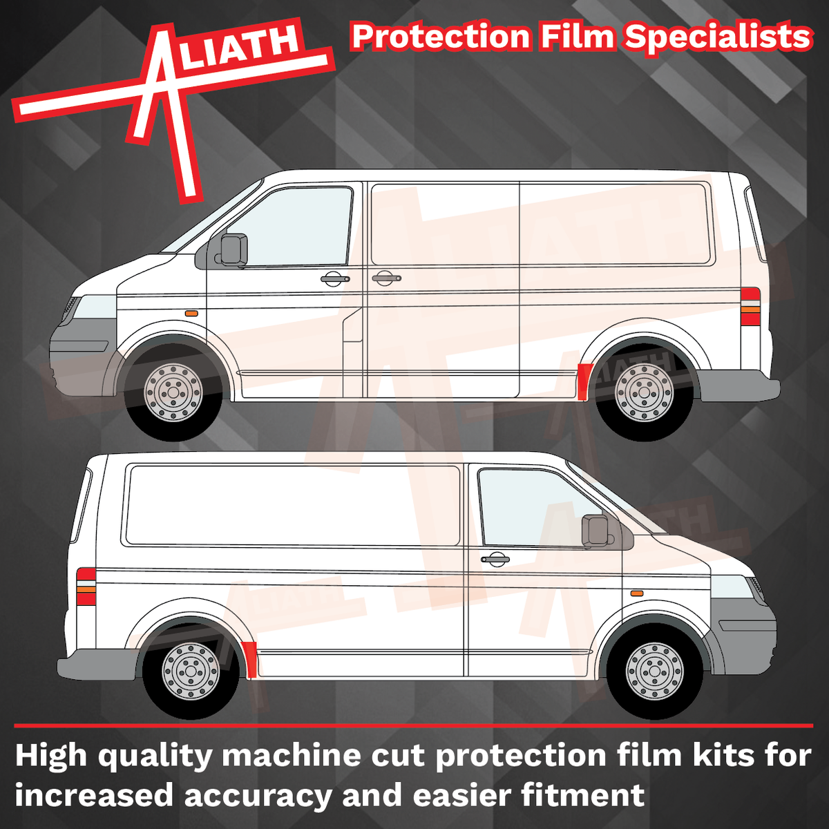 Volkswagen Transporter / Caravelle (Type T5), Rear QTR Arch (Large Tall) CLEAR Paint Protection