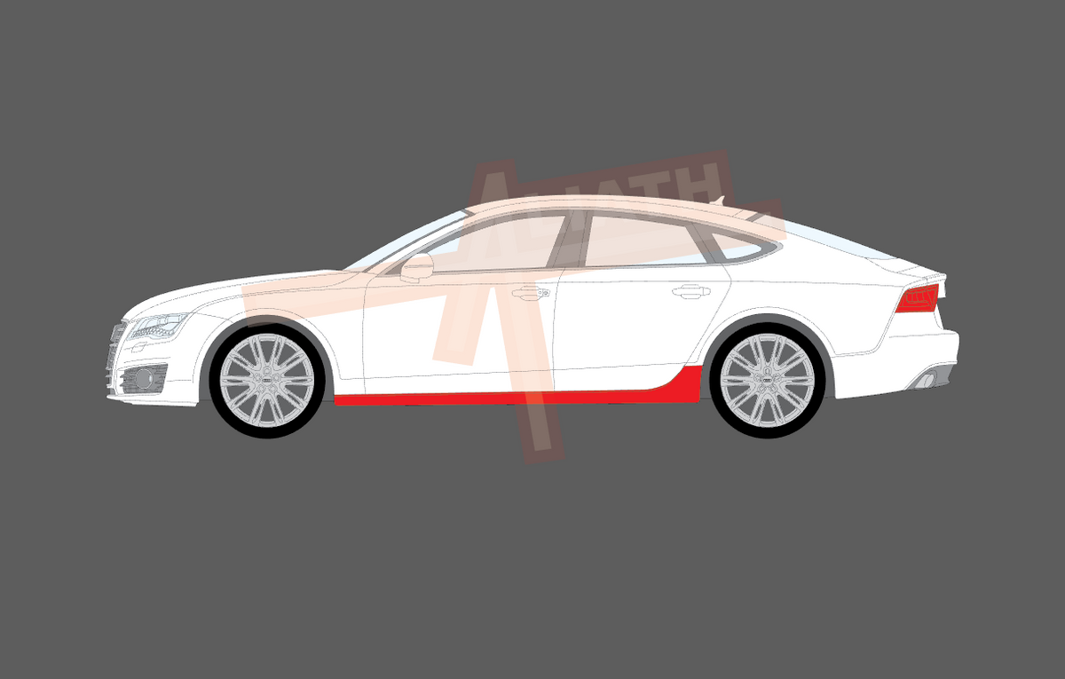 Audi A7  (Type 4G8) 2010-2015, Side Sill Skirt Trims CLEAR Paint Protection