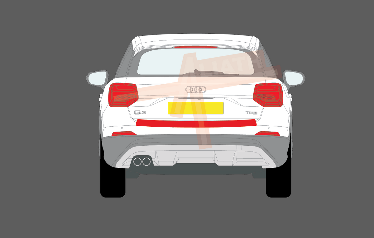 Audi Q2 2017-Present, Rear Bumper Upper Area BLACK Paint Protection