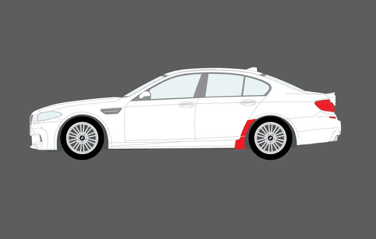 BMW M5 (Type F10) 2010-16 Rear Arch QTR / Sill CLEAR Paint Protection