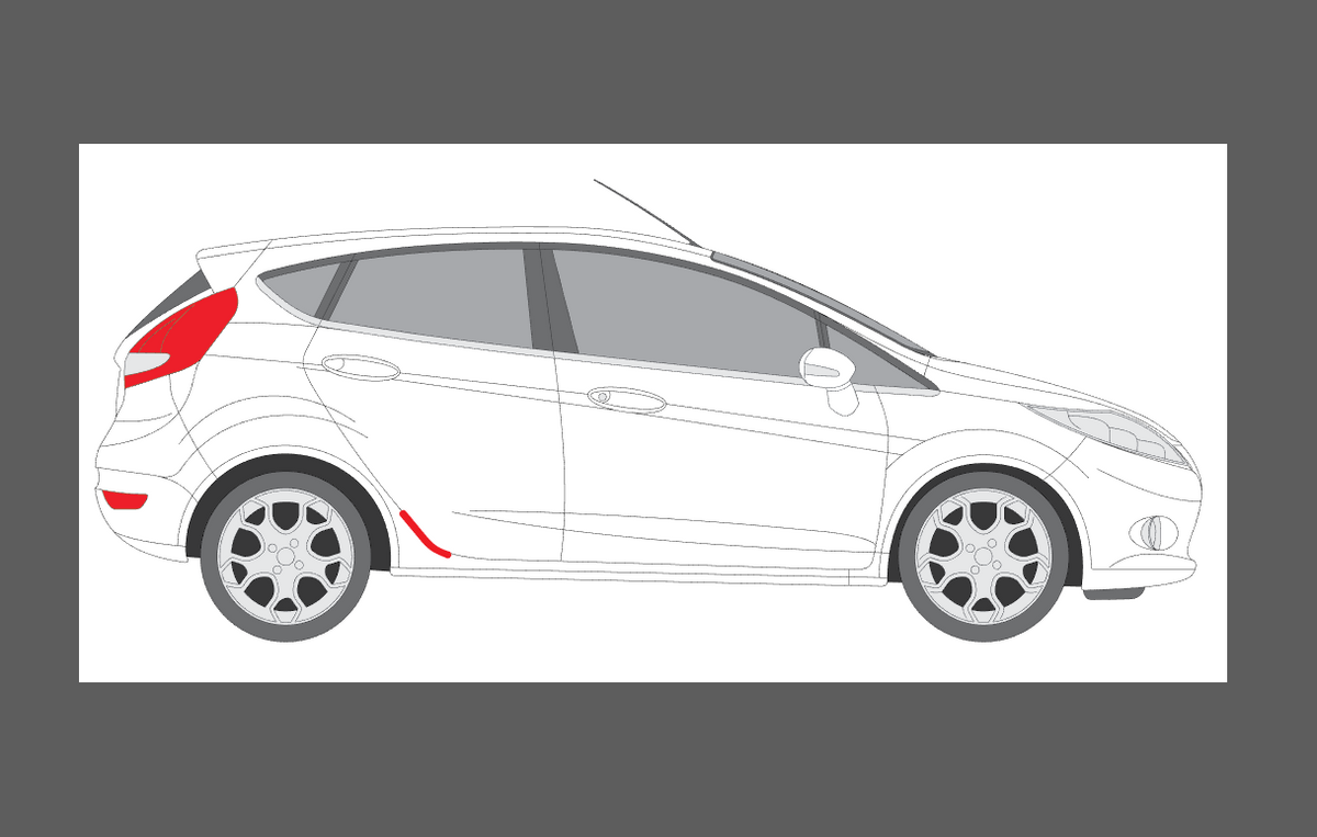 Ford Fiesta 5 Door (MK7) 2008-2016 OE Style Rear Arch CLEAR Stone Protection
