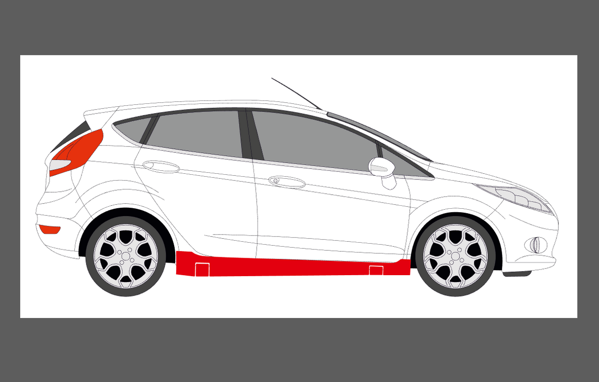 Ford Fiesta ST (MK7) 2013-2016 Side Sill Skirt Trims CLEAR Paint Protection