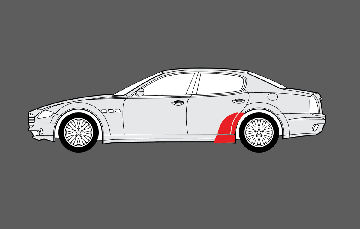 Maserati Quattroporte (V) 2003-2012, Rear QTR, Wing & Sill Arch CARBON Paint Protection