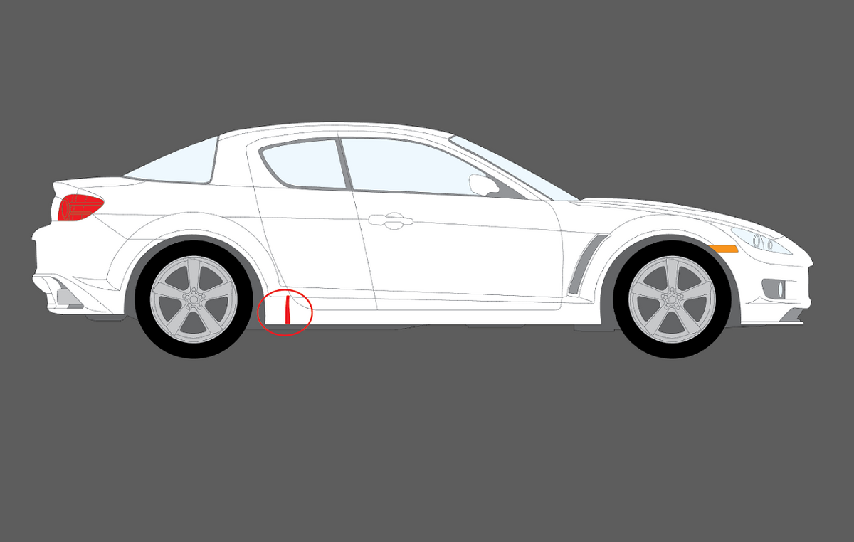 Mazda RX8 R3 (2nd Gen.) 2008-2011, Rear Sill Skirt CLEAR Paint Protection