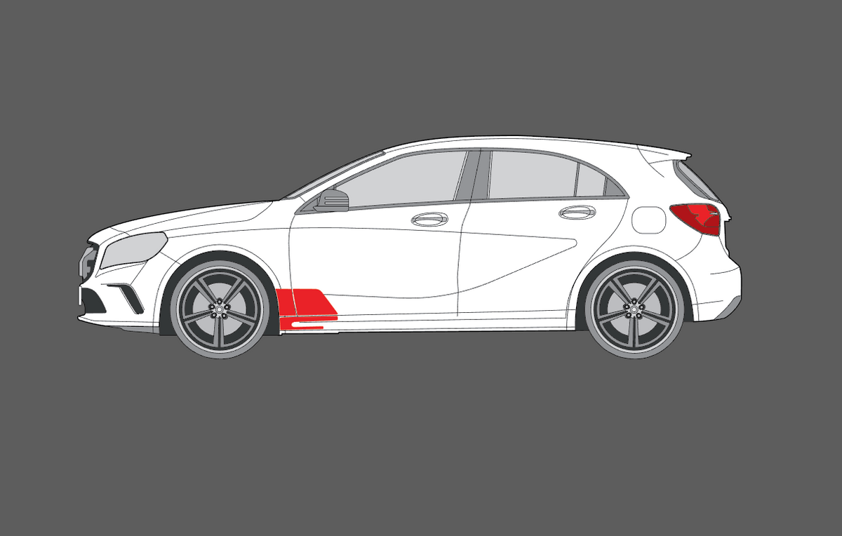 Mercedes-Benz A Class AMG (W176) 2013-2018, Lower Wing, Sill & Door CLEAR Paint Protection