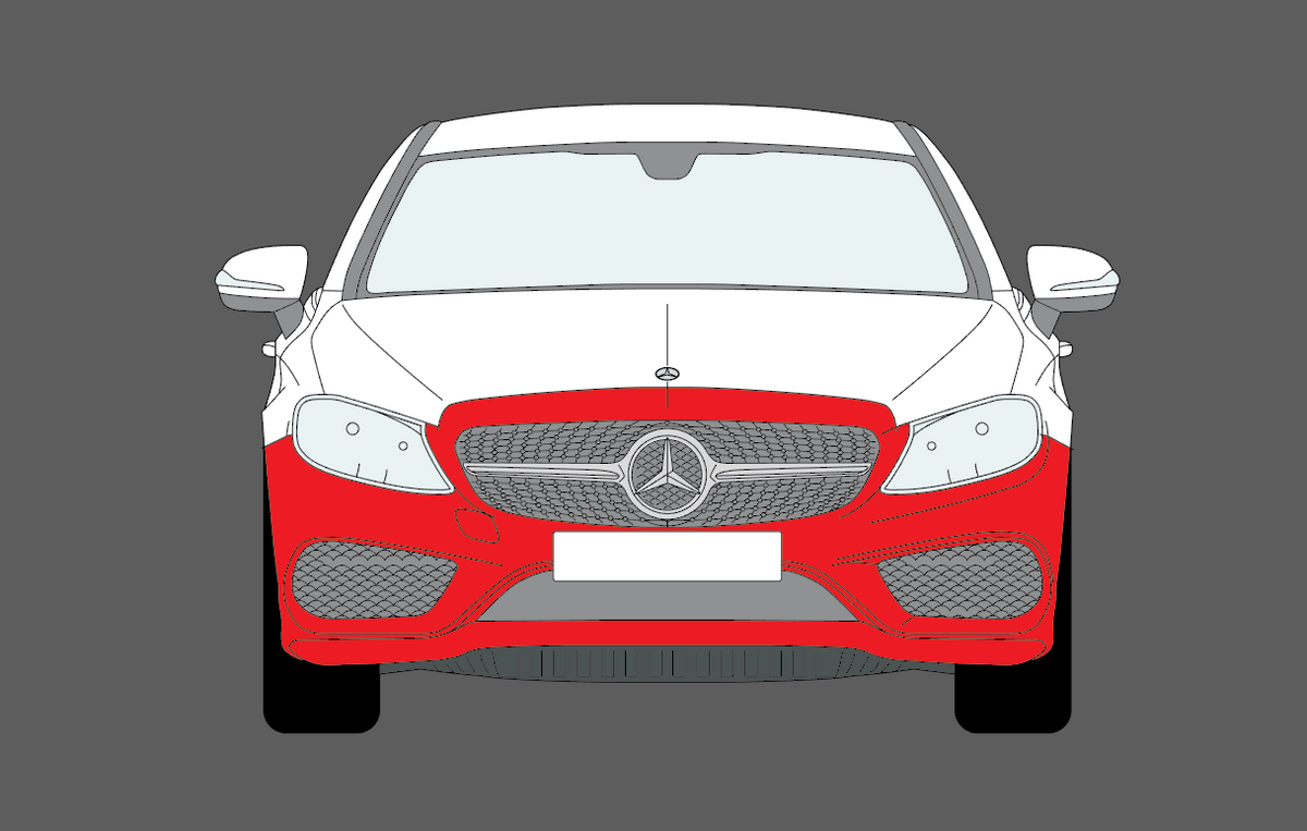 Mercedes-Benz C Class Coupe C63 (C205) 2016-, Front Bumper CLEAR Paint Protection
