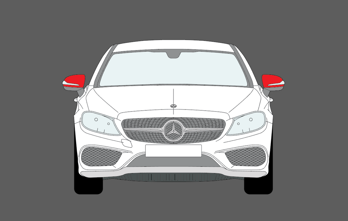 Mercedes-Benz C Class Coupe (C205) 2016-, Mirror Covers CLEAR Paint Protection
