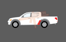 Mitsubishi L200 2010-2015, Rear Side Panel Arches CLEAR Stone Protection