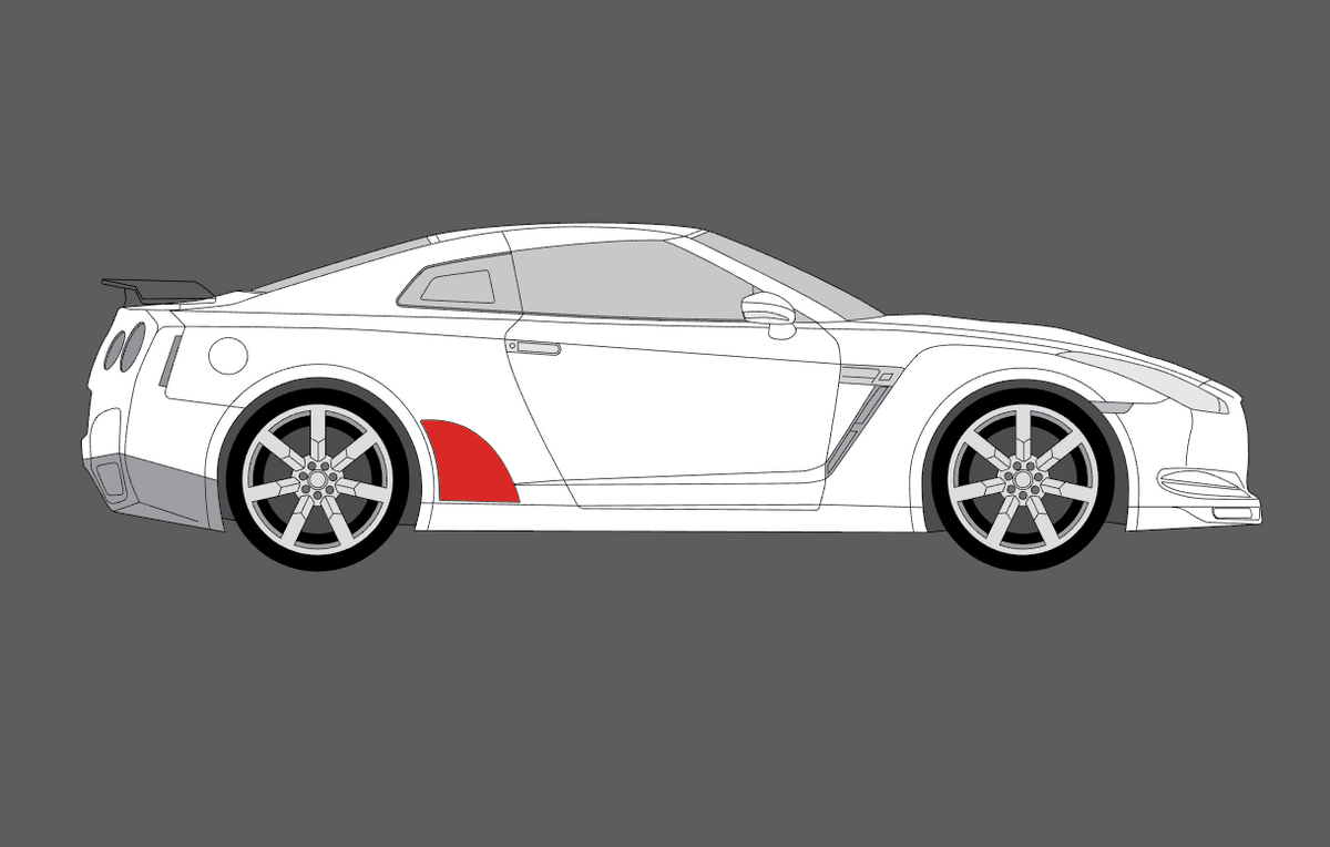 Nissan GTR (R35) 2007-Present, Rear QTR / Wing arches CLEAR Paint Protection