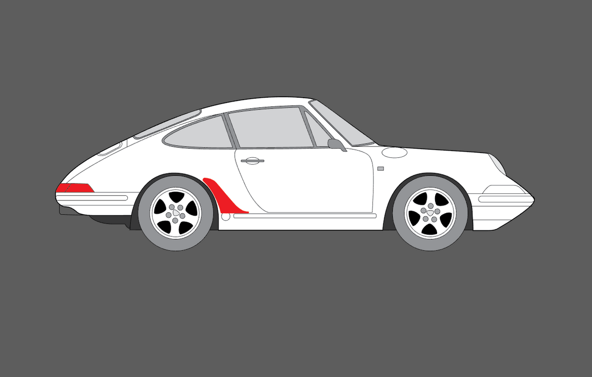 Porsche 911 Classic Carrera 3.2 / SC Standard Body, Rear QTR / Wing Arch CLEAR Paint Protection