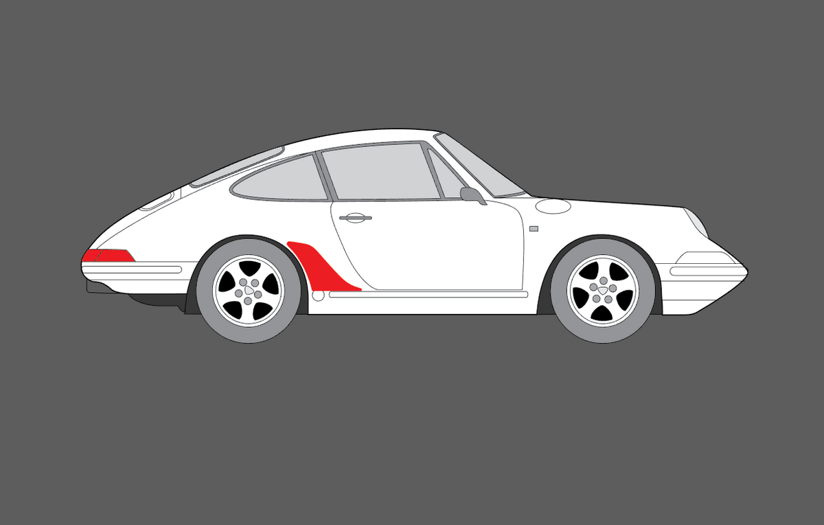 Porsche 911 Classic Turbo Wide Body, Rear QTR / Wing Arch BLACK TEXTURED Paint Protection