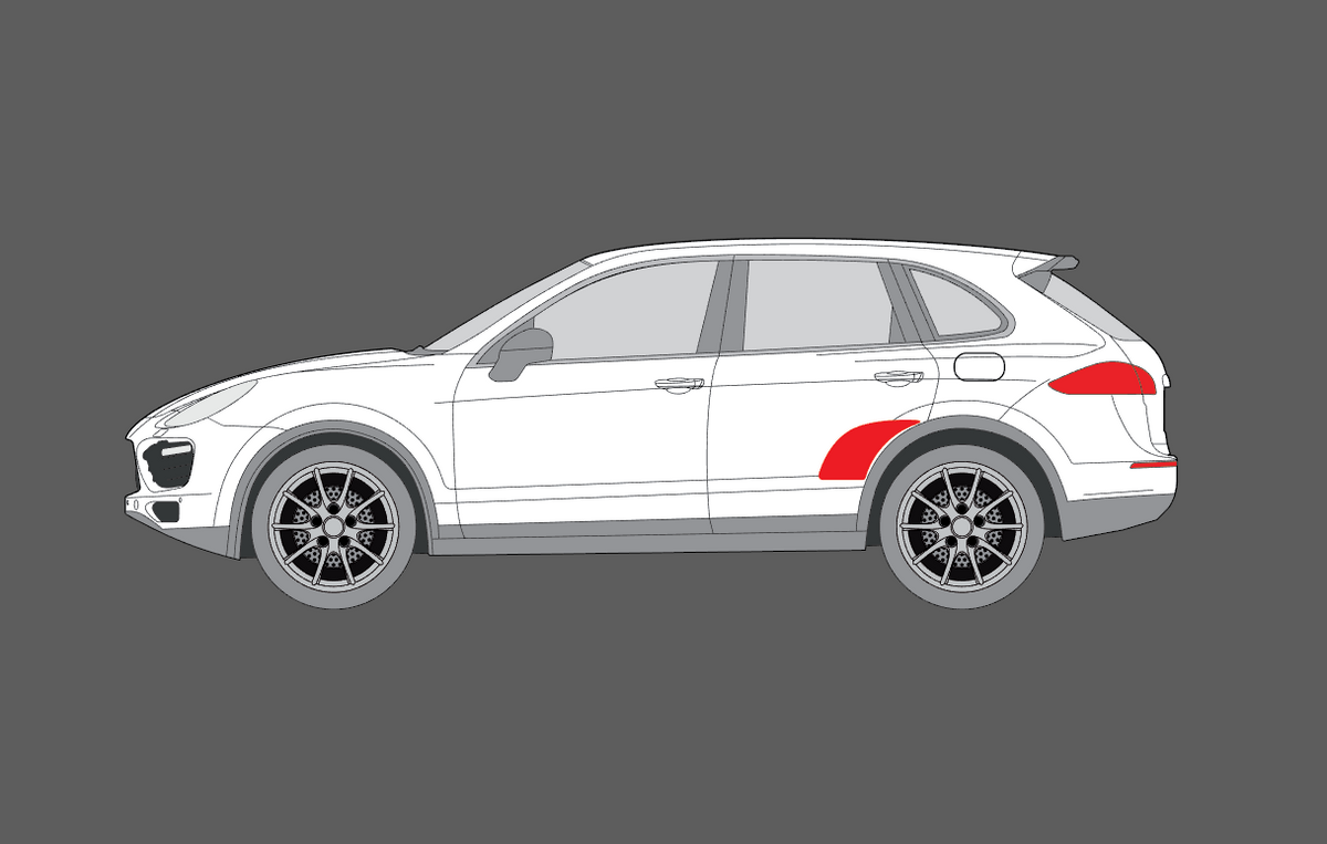 Porsche Cayenne (Type 92A) 2011-2017, Rear Door Arches CLEAR Stone Protection