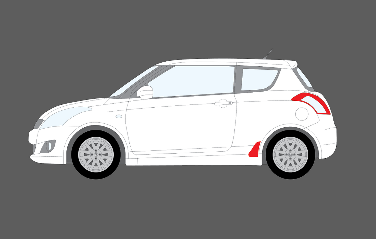 Suzuki Swift (3 door) 2009-2012, Rear QTR / Wing Arch CLEAR Paint Protection