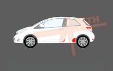 Toyota Yaris 3 Door 2011-2018, Rear QTR & Door Shut Edge CLEAR Paint Protection