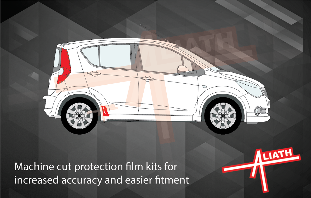 Vauxhall Agila 2008-2015, Rear Sill & Door Arches CLEAR Stone Protection