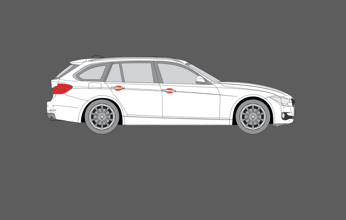 BMW 3-Series (Type F30 F31) 2012-2019, Door Handle Cups CLEAR Paint Protection